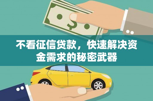 兴隆不看征信贷款，快速解决资金需求的秘密武器